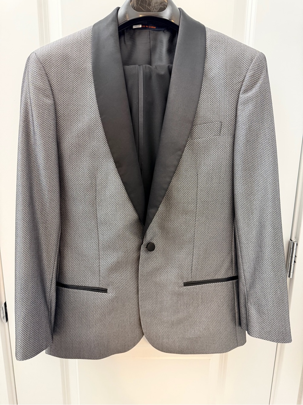 Egara Gray Textured Blazer with Black Pants